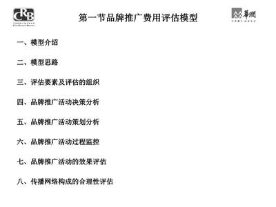 品牌推廣費用評估模型與公關活動組織策劃